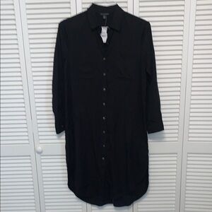 Black Button-Up Shirt Dress